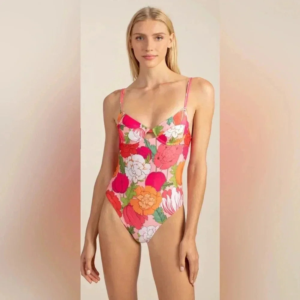Trina Turk Sunny Bloom Underwire One Piece Size 6 - Picture 2 of 6